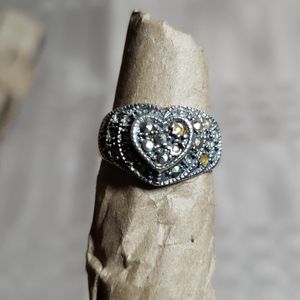 .925 Sterling Silver Hematite Heart Ring (18)